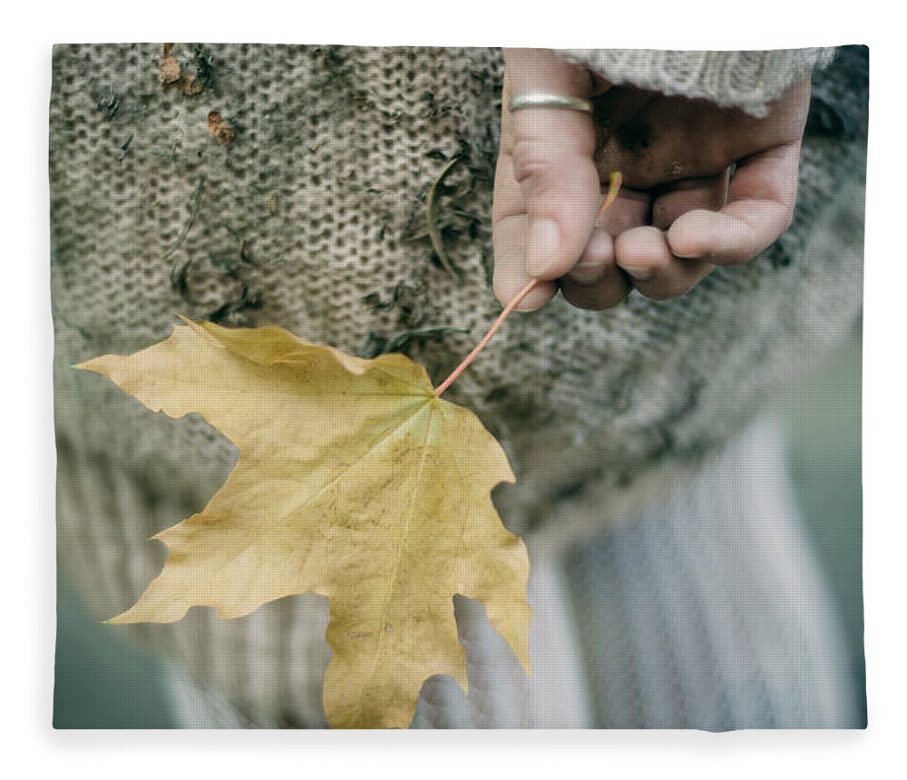 Woman Fleece Blanket featuring the photograph Maple Leaf. Prickle Tenderness by Inna Mosina