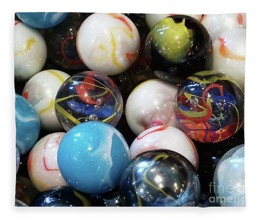 Marbles Fleece Blanket featuring the photograph Marbles by Leara Nicole Morris-Clark