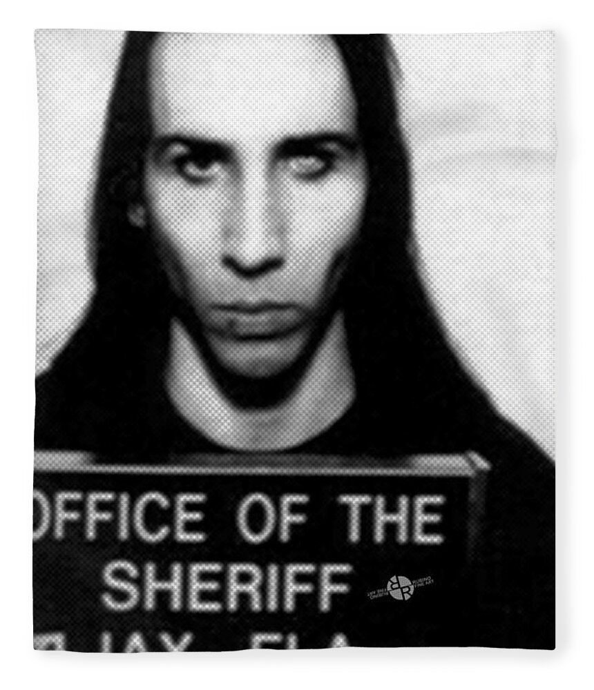 Marilyn Manson Fleece Blanket featuring the photograph Marilyn Manson Mug Shot Vertical by Tony Rubino