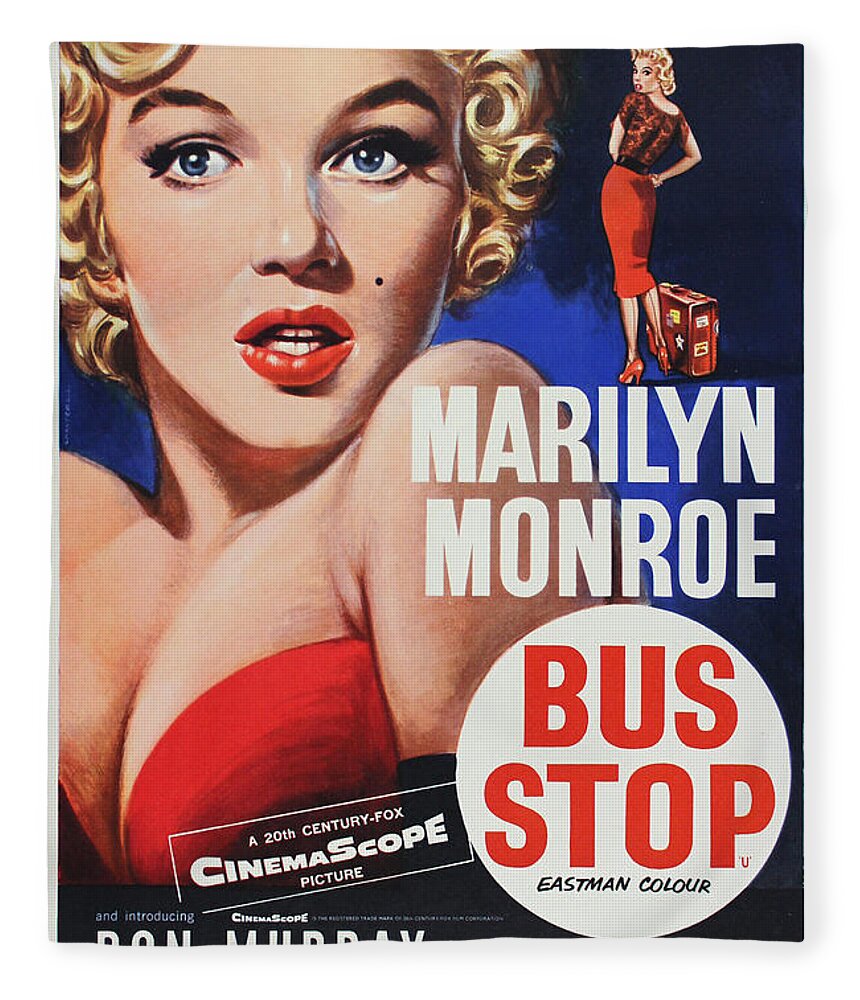 Bus Stop Fleece Blanket featuring the digital art Marilyn Monroe - Bus Stop by Georgia Clare