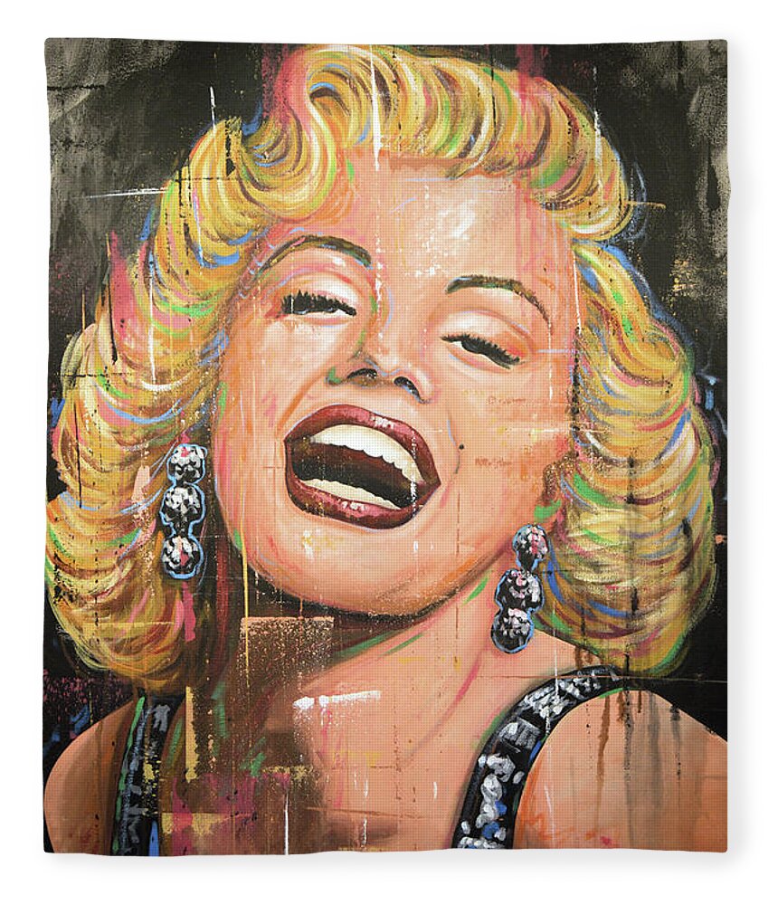 Marilyn Monroe Fleece Blanket featuring the painting Marilyn Monroe film movie actress art painting by Amy Giacomelli