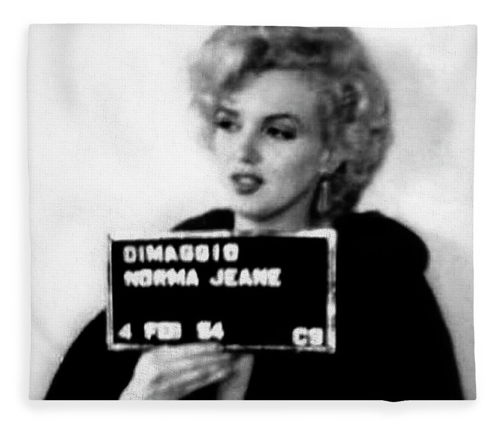 Marilyn Fleece Blanket featuring the photograph Marilyn Monroe Mugshot in Black and White by Digital Reproductions