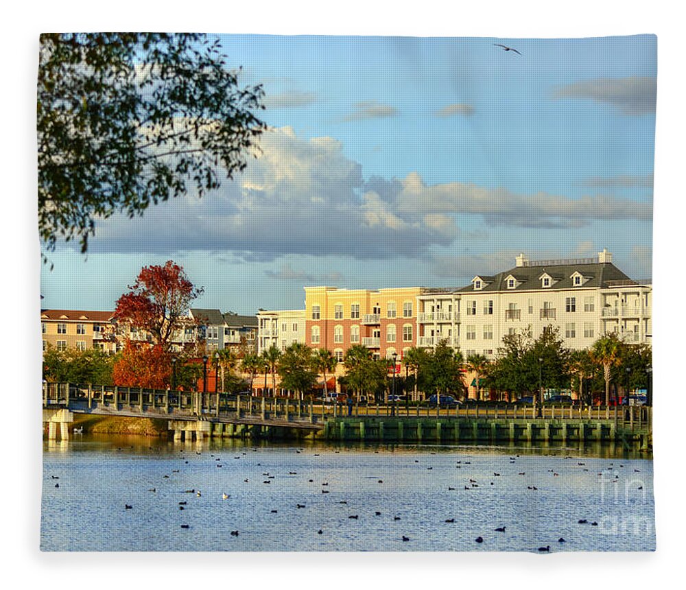 Scenic Fleece Blanket featuring the photograph Market Common Myrtle Beach by Kathy Baccari