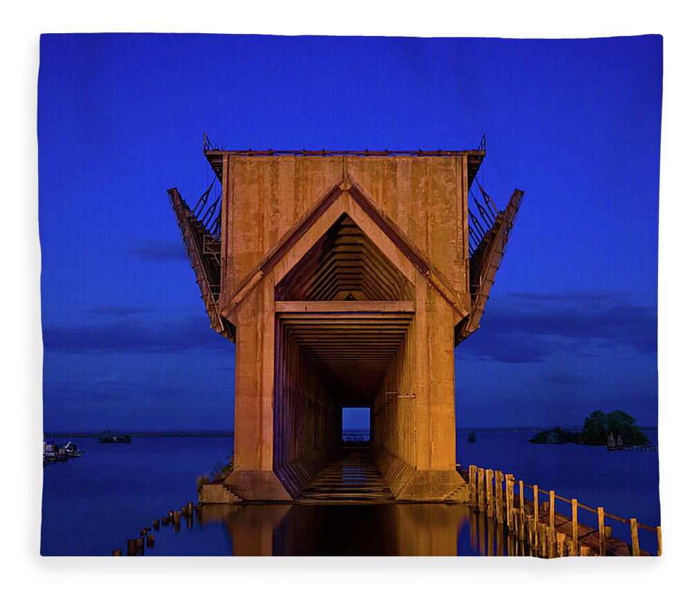 Dock Fleece Blanket featuring the photograph Marquette Ore Dock by Steve L'Italien