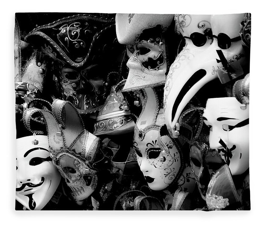Venice Fleece Blanket featuring the photograph Masks of Venice by Christopher Maxum