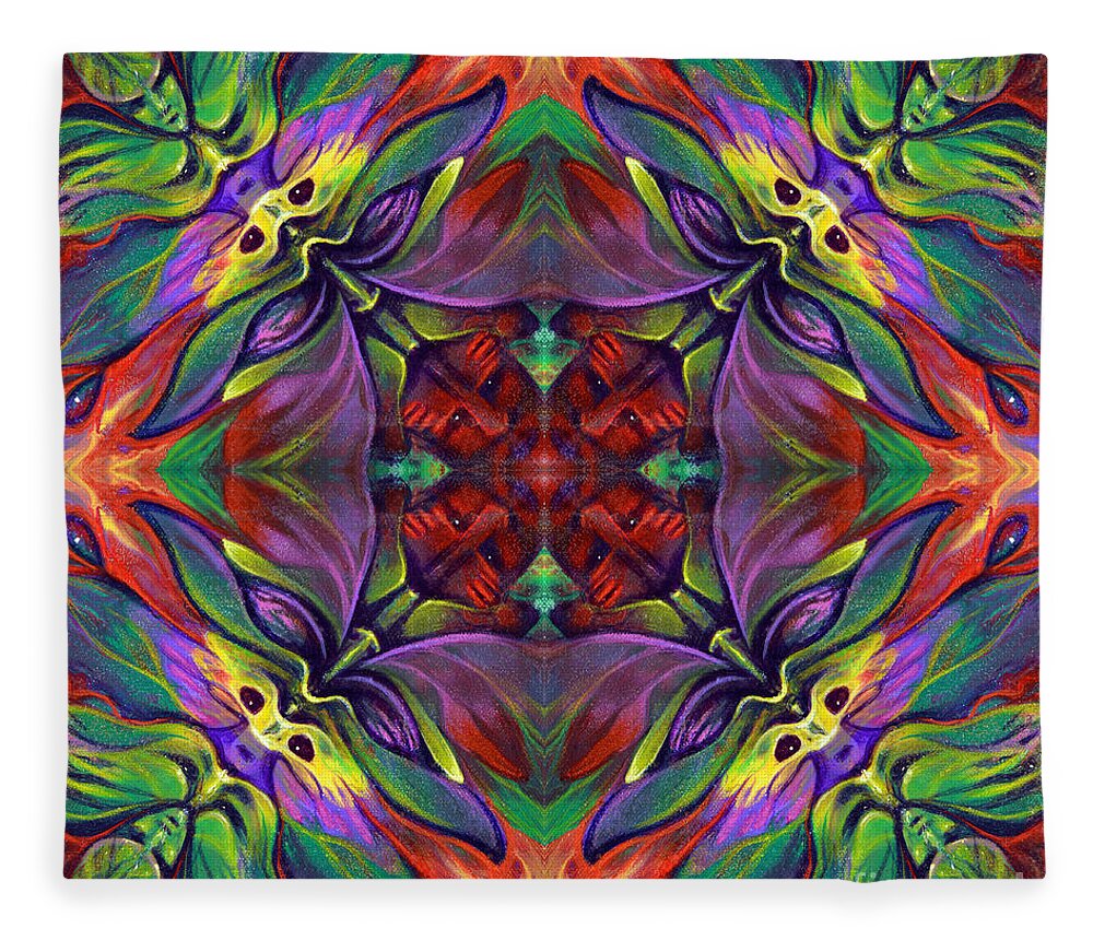 Rorshach Fleece Blanket featuring the painting Masqparade Tapestry 7D by Ricardo Chavez-Mendez