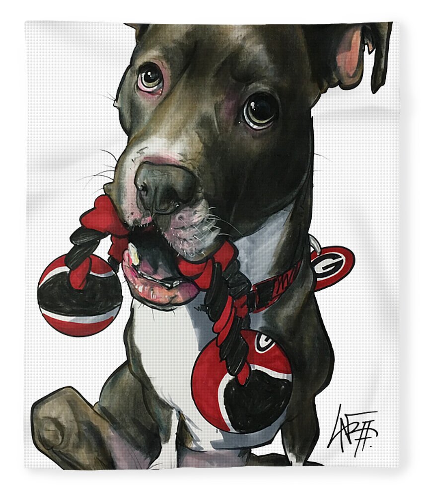 Pet Portrait Fleece Blanket featuring the drawing Mauras 3412 by John LaFree