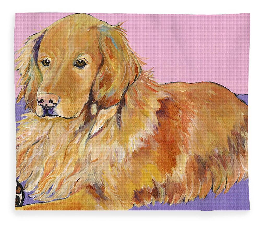 Golden Retriever Fleece Blanket featuring the painting Maya by Pat Saunders-White