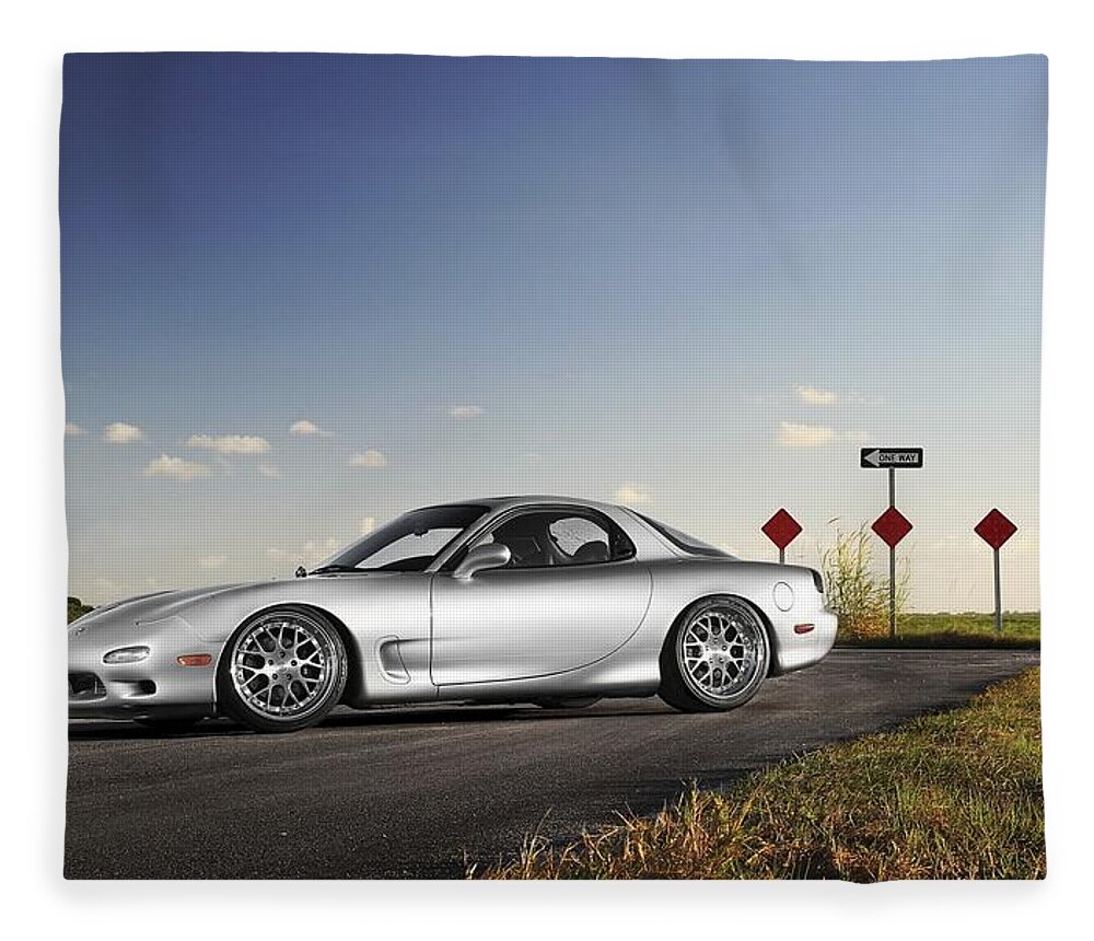 Mazda Rx-7 Fleece Blanket featuring the digital art Mazda RX-7 by Maye Loeser