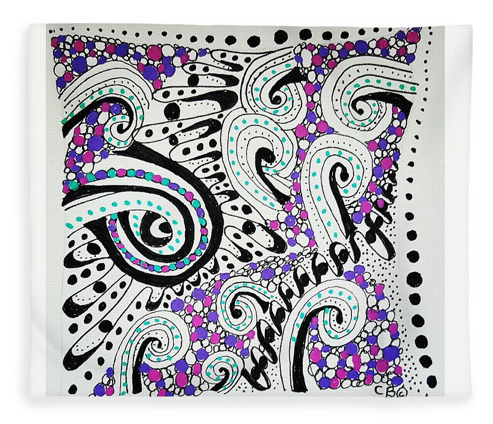 Zentangle Fleece Blanket featuring the drawing Maze by Carole Brecht