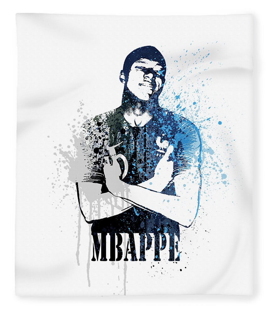 2018 Fleece Blanket featuring the painting Mbappe #dark blue #world Cup 2018 #france by Art Popop