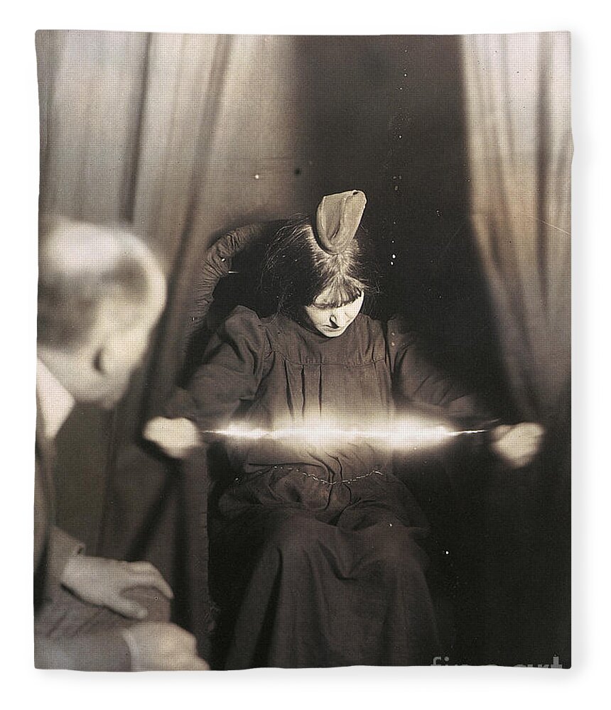 1912 Fleece Blanket featuring the photograph Medium During Seance 1912 by Granger