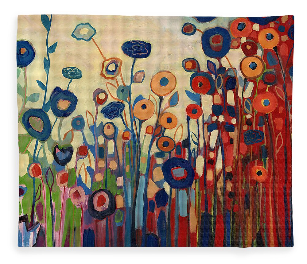 Abstract Fleece Blanket featuring the painting Meet Me in My Garden Dreams by Jennifer Lommers