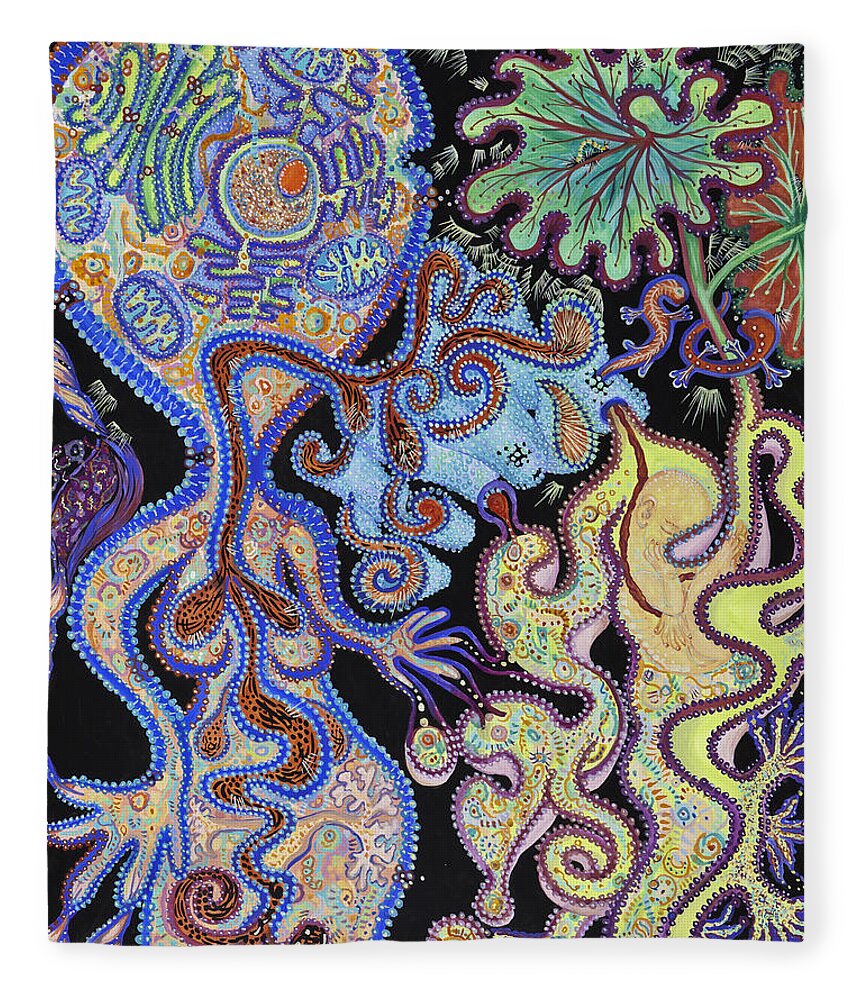 Science Fleece Blanket featuring the painting Membranes 1 by Shoshanah Dubiner