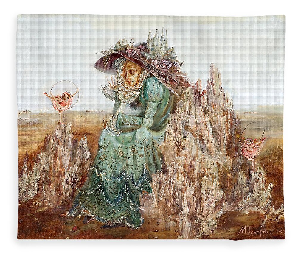 Maya Gusarina Fleece Blanket featuring the painting Memories by Maya Gusarina