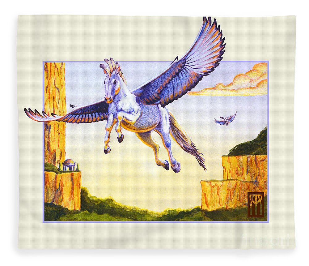 Pegasus Fleece Blanket featuring the digital art Mesa Pegasus by Melissa A Benson