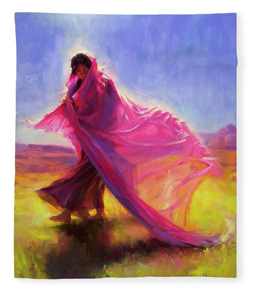 Southwest Fleece Blanket featuring the painting Mesa Walk by Steve Henderson