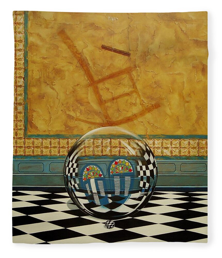 Spheres Fleece Blanket featuring the painting Mesiendonos Eternamente -Diptych left side- by Roger Calle