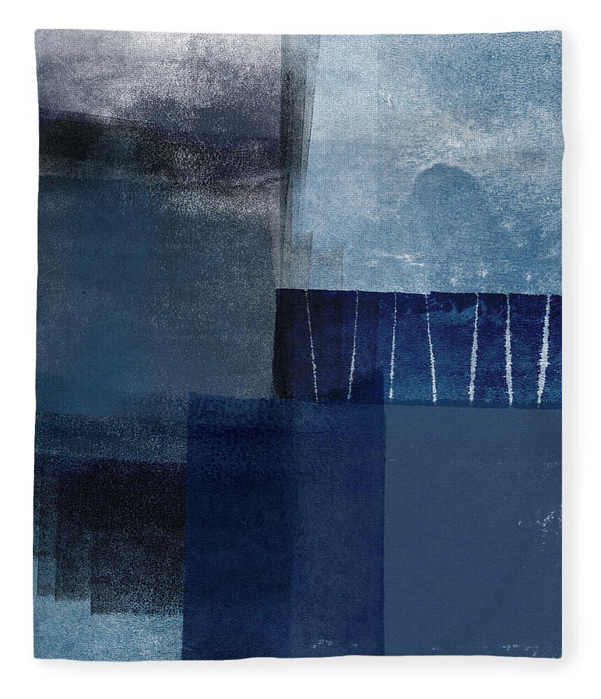 Blue Fleece Blanket featuring the mixed media Mestro 1- Abstract Art by Linda Woods by Linda Woods