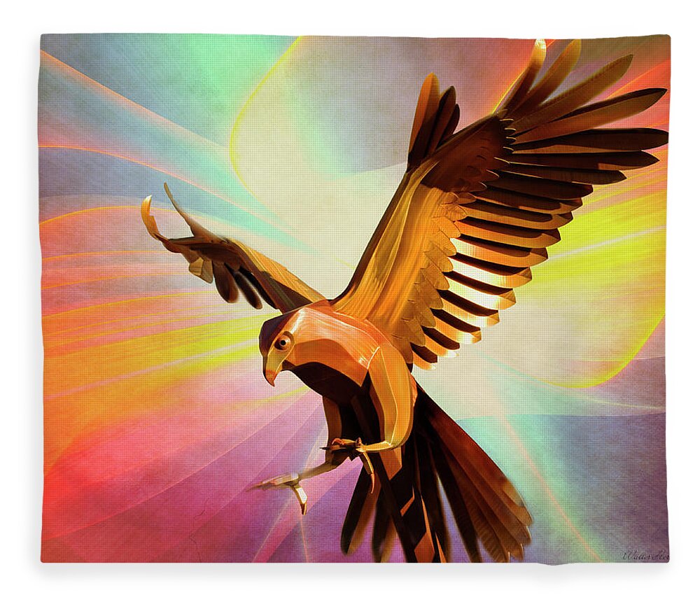 Metal Bird Fleece Blanket featuring the digital art Metal Bird 1 of 4 by Walter Herrit