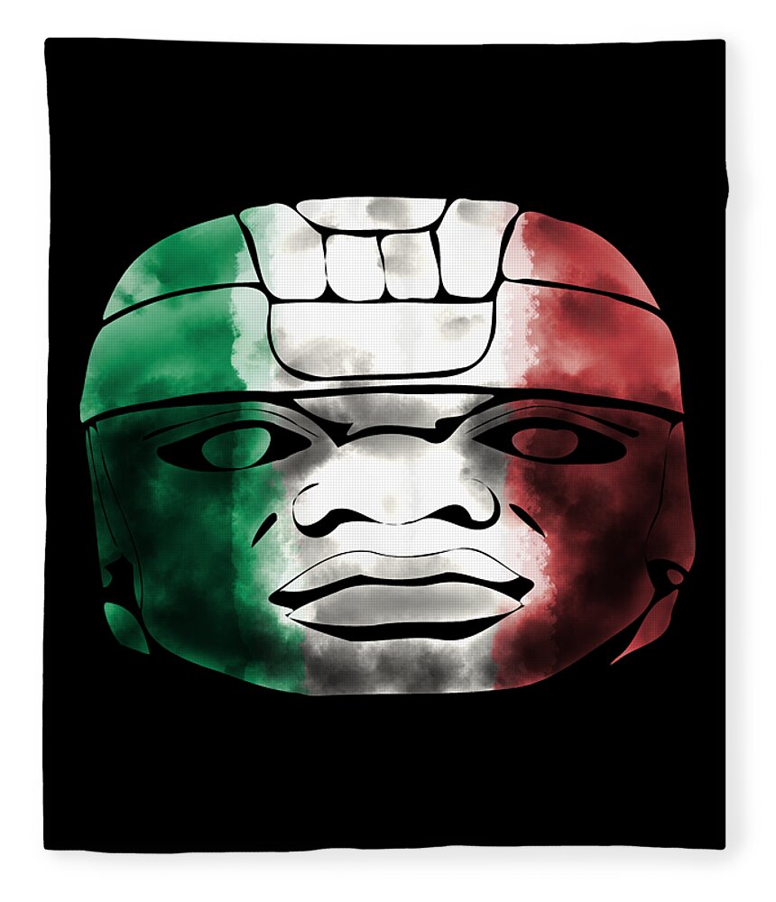Mexico Fleece Blanket featuring the digital art Mexican Olmec by Piotr Dulski