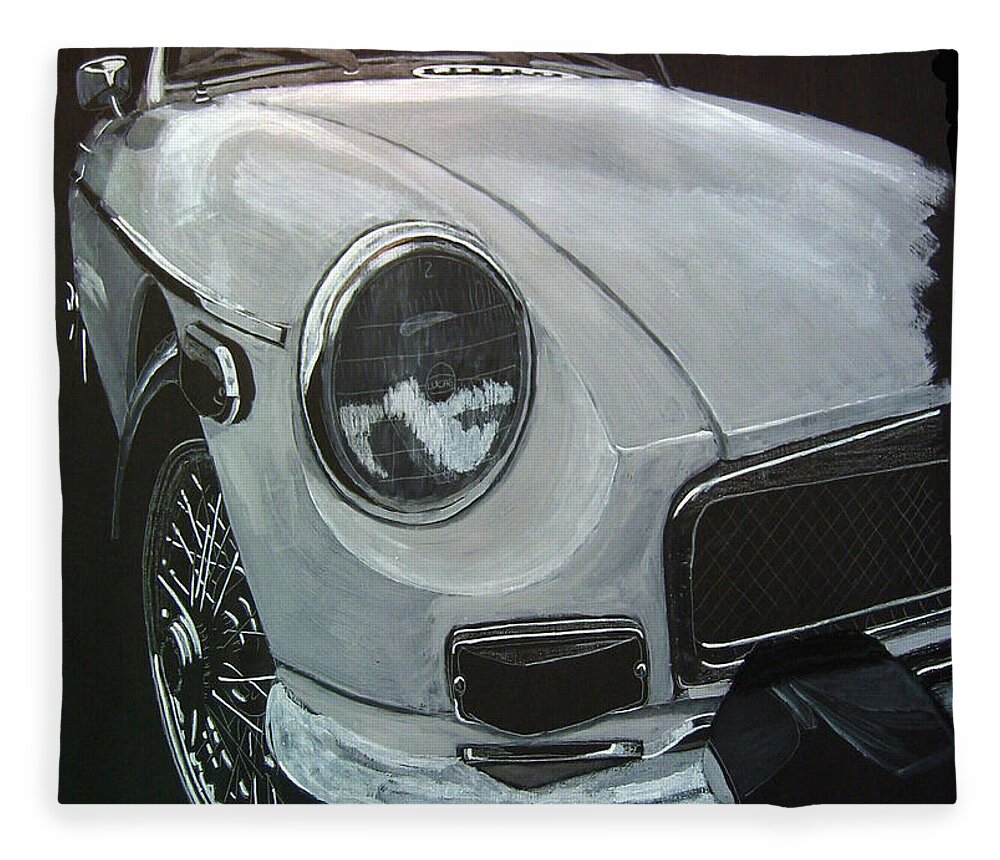 Mgb Fleece Blanket featuring the painting MGB by Richard Le Page
