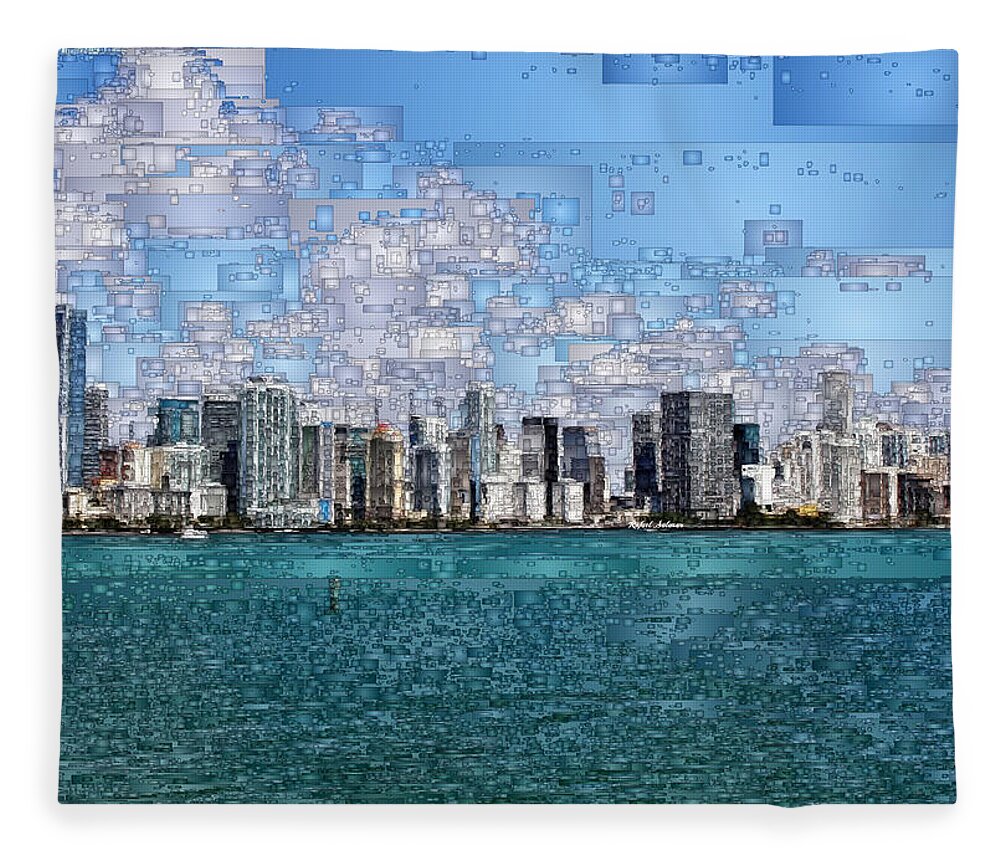 Rafael Salazar Fleece Blanket featuring the digital art Miami, Florida by Rafael Salazar