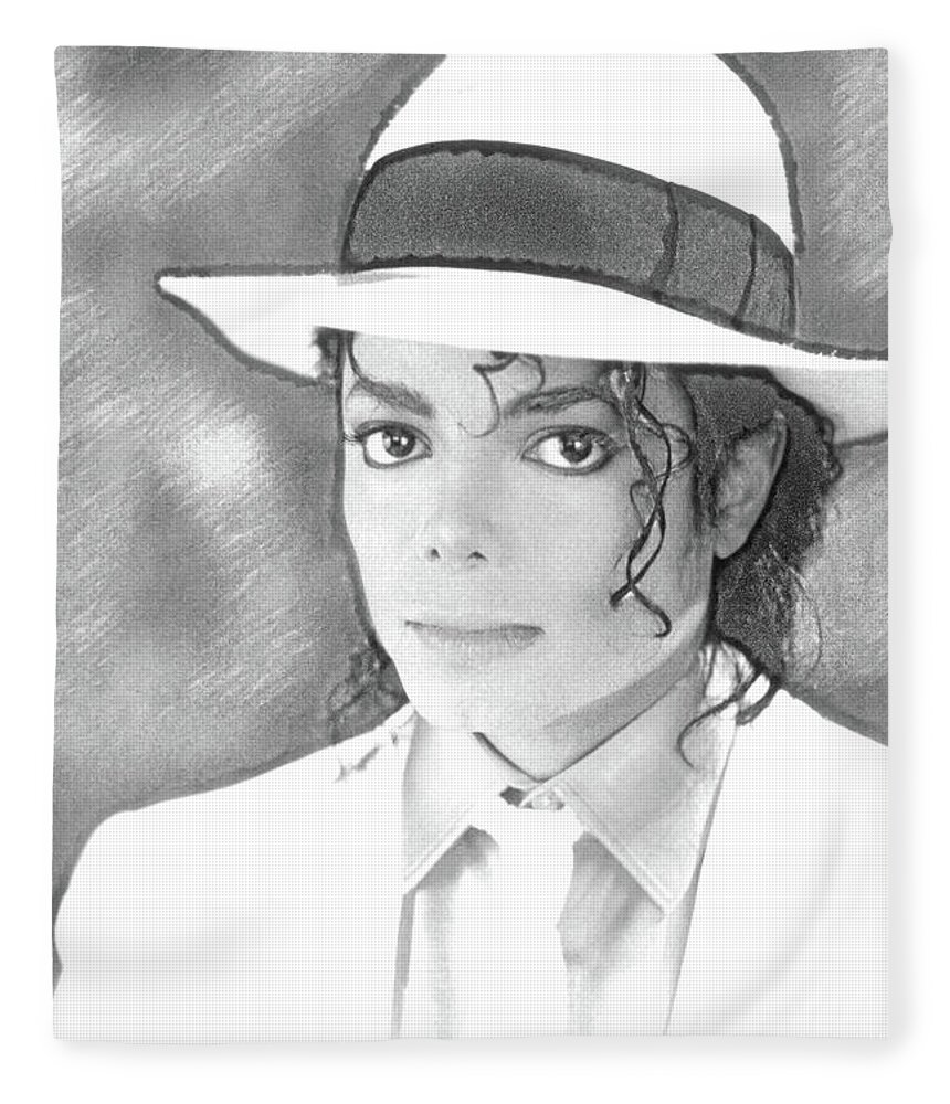 Michael Jackson Fleece Blanket featuring the photograph Michael Jackson in Pen and Ink by Doc Braham