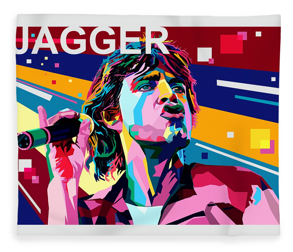 Mick Jagger Fleece Blanket featuring the digital art Mick Jagger by Mal Bray