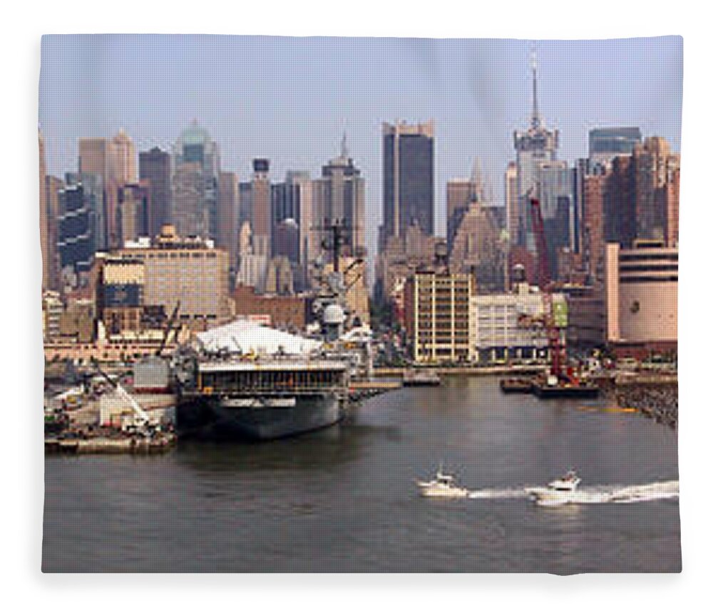 Manhattan Fleece Blanket featuring the photograph Midtown Manhattan Panorama by Thomas Marchessault