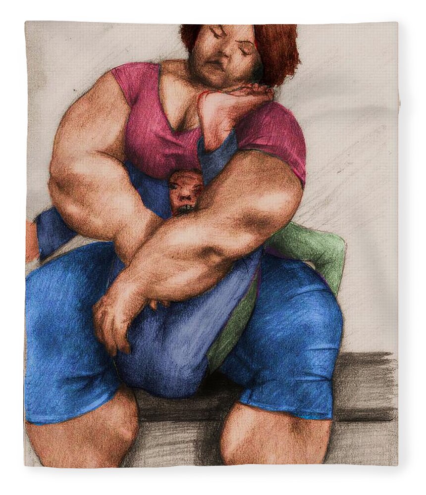 Mighty Saleswoman Sarah - Playing Fleece Blanket by Rembrandtius Van Elben  - Pixels