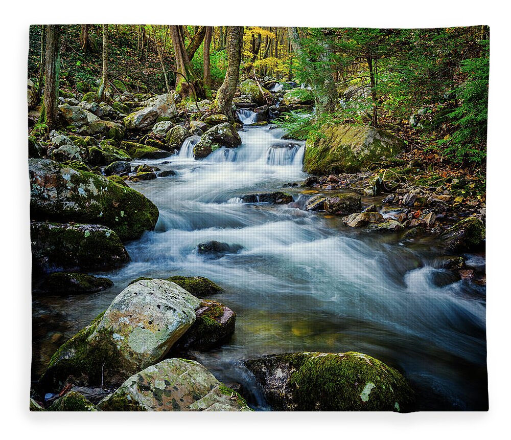 Landscape Fleece Blanket featuring the photograph Mill Creek in Fall #3 by Joe Shrader