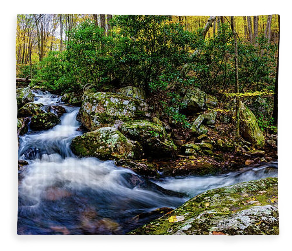 Landscape Fleece Blanket featuring the photograph Mill Creek in Fall #4 by Joe Shrader