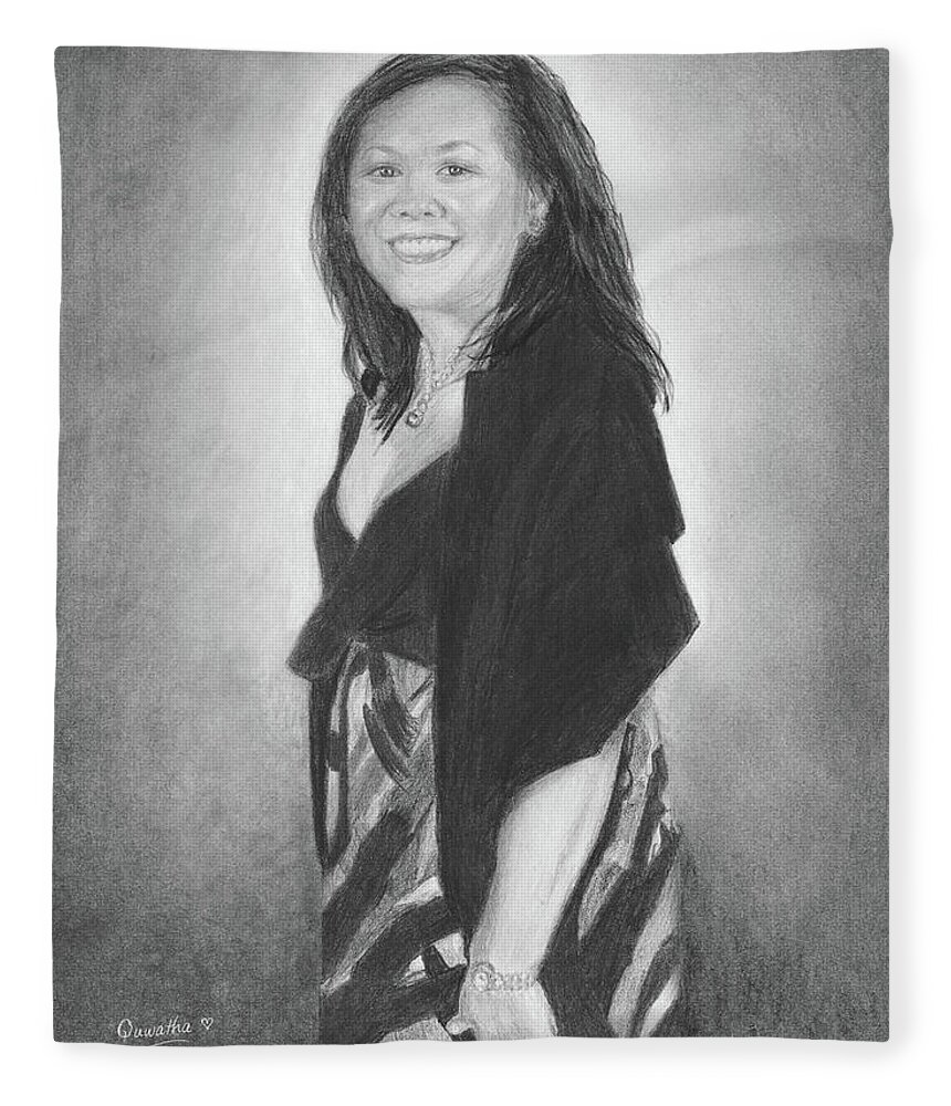 Millicent Fleece Blanket featuring the drawing Millicent by Quwatha Valentine