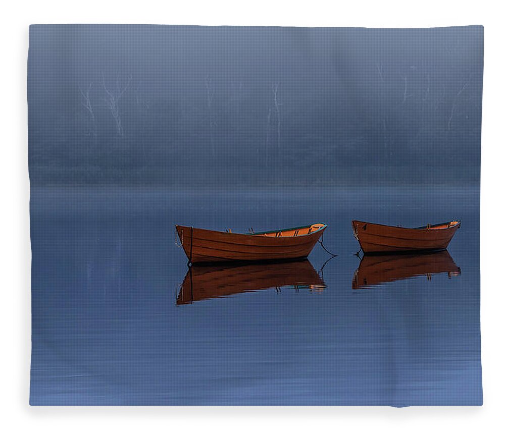 Boats Fleece Blanket featuring the photograph Mists of Time by Rob Davies