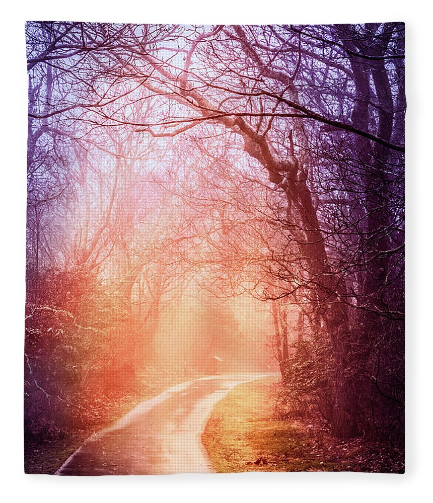 Carolina Fleece Blanket featuring the photograph Misty Light of Dawn by Debra and Dave Vanderlaan