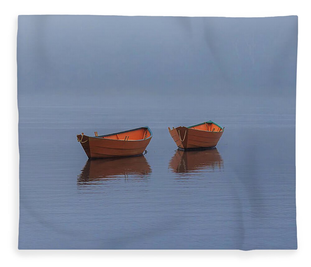 Boat Fleece Blanket featuring the photograph Misty Morning by Rob Davies