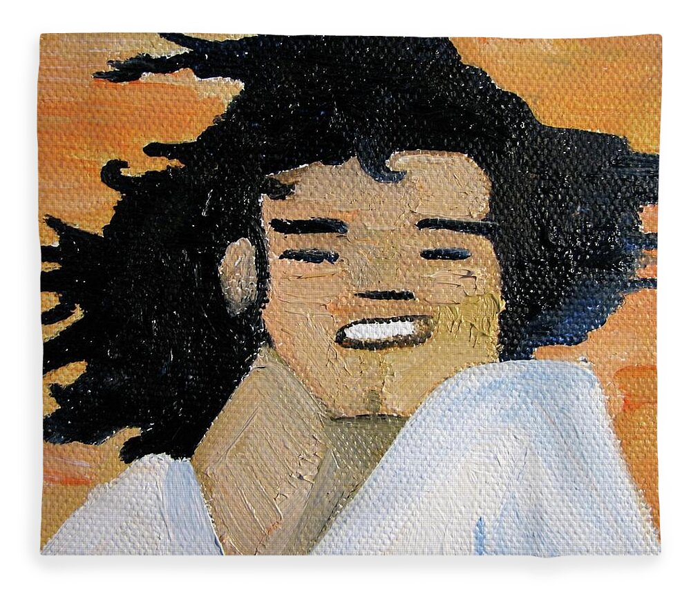 Michael Jackson Fleece Blanket featuring the painting Mj one of five number one by Patricia Arroyo