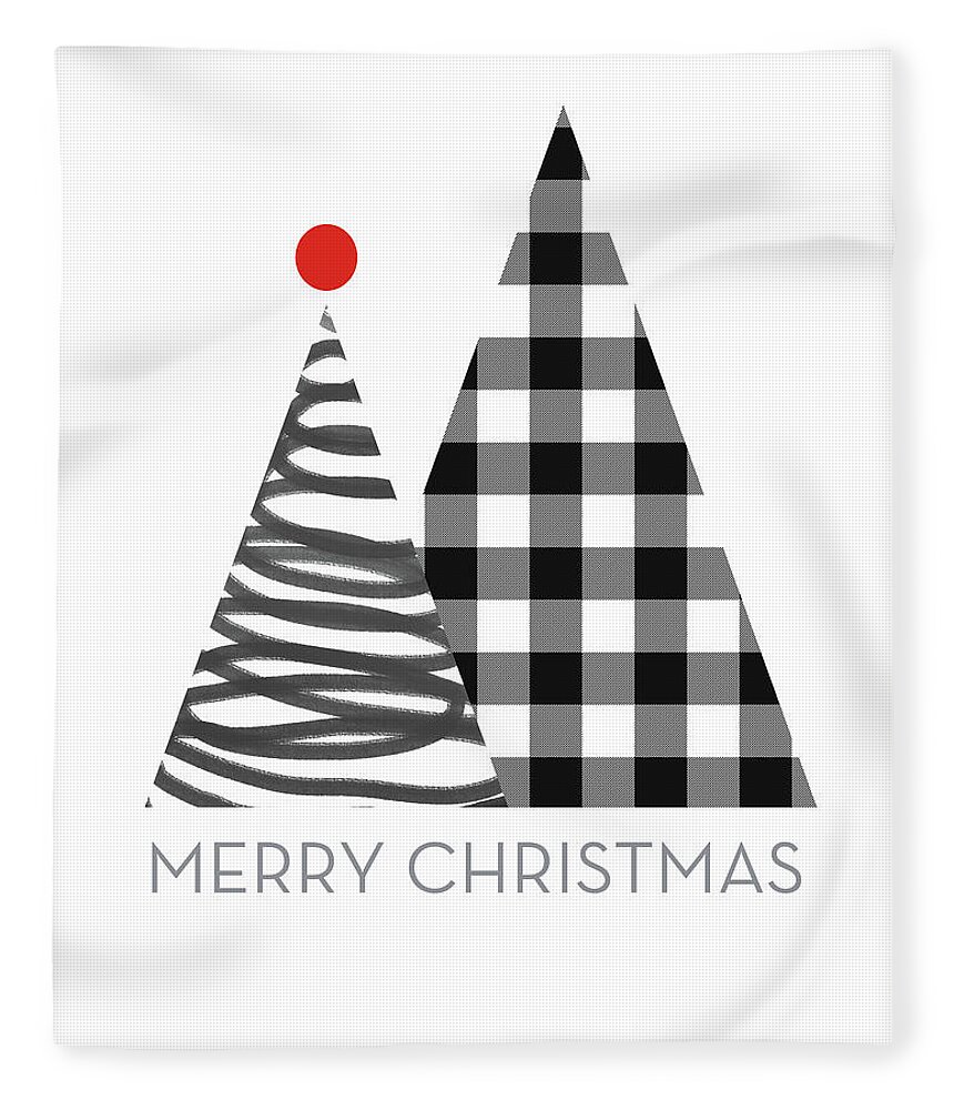#faaAdWordsBest Fleece Blanket featuring the digital art Modern Merry Christmas Trees - Art by Linda Woods by Linda Woods
