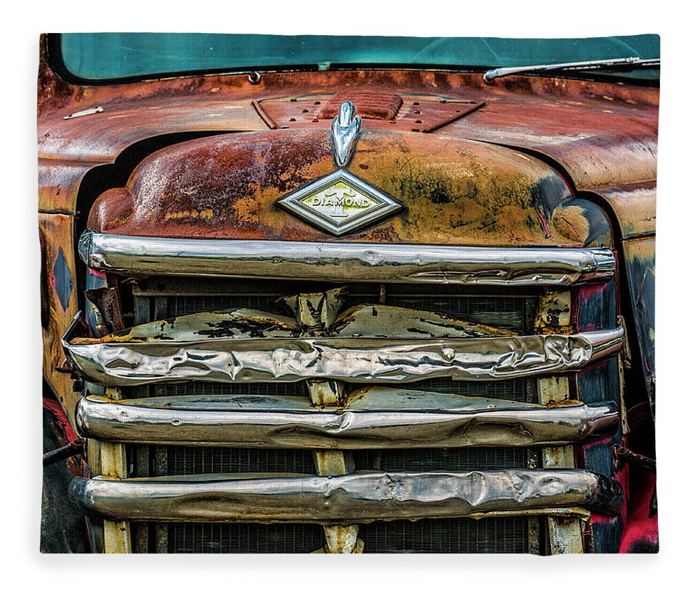 Rust Fleece Blanket featuring the photograph Molson Truck Grill by Ed Broberg