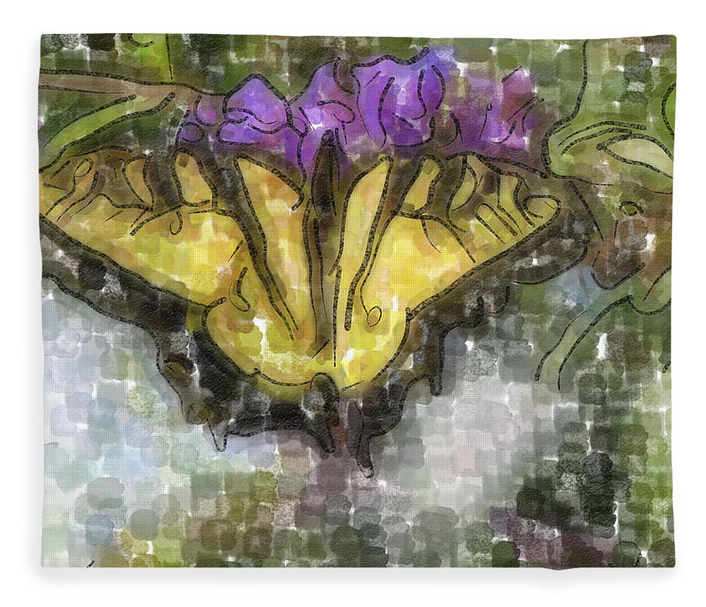Butterfly Fleece Blanket featuring the digital art Monarch by Ches Black