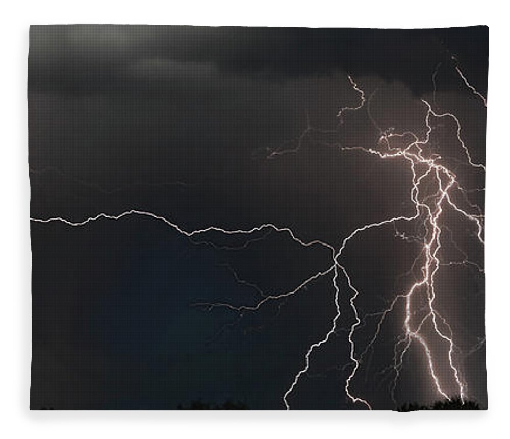 Lighting Fleece Blanket featuring the photograph Monsoon Lighting Storm by Elaine Malott