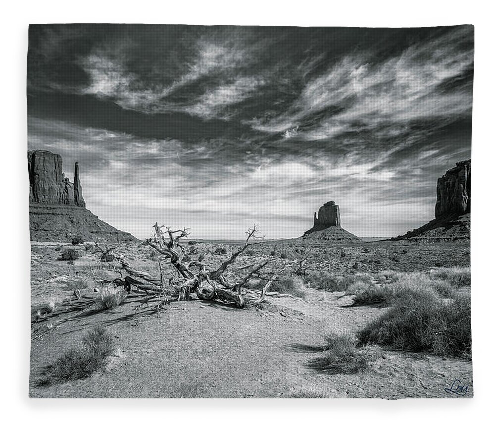 © 2018 Lou Novick All Rights Reserved Fleece Blanket featuring the photograph Monument Valley by Lou Novick