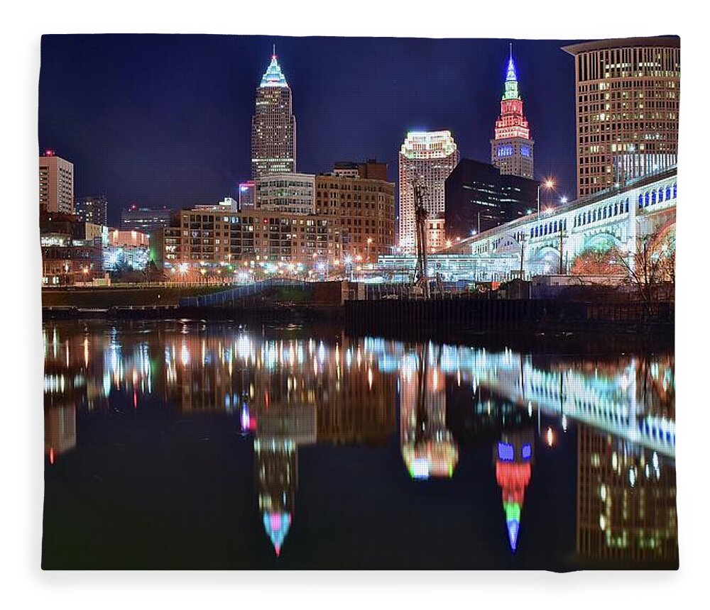 Cleveland Fleece Blanket featuring the photograph Mood Lighting by Frozen in Time Fine Art Photography