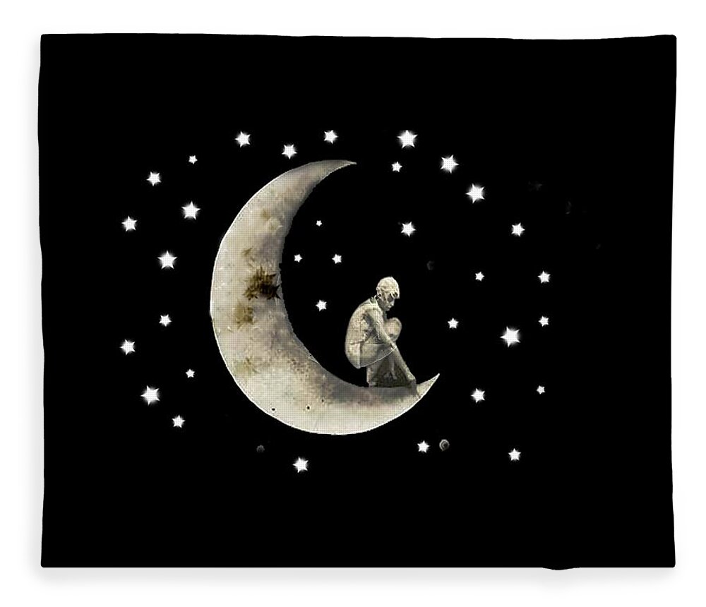 Moon And Stars T Shirt Design Fleece Blanket featuring the digital art Moon And Stars T Shirt Design by Bellesouth Studio
