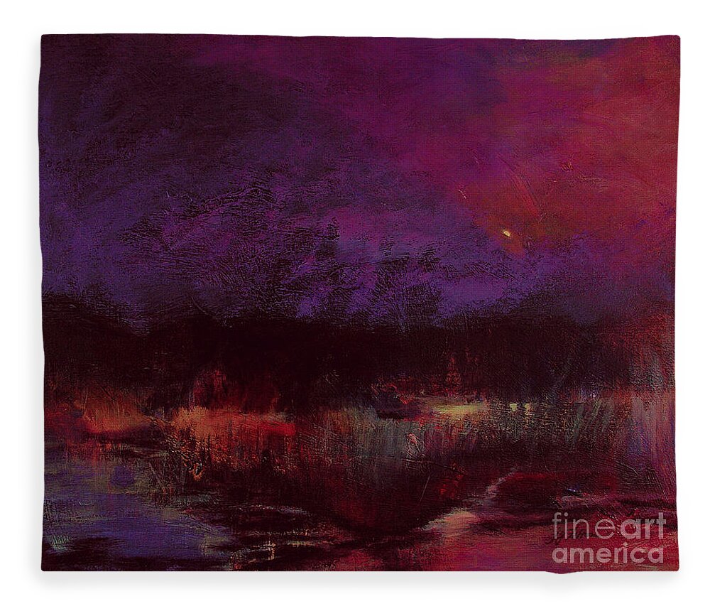 Impressionism Fleece Blanket featuring the painting Moon Glow 5-6-11 julianne felton by Julianne Felton
