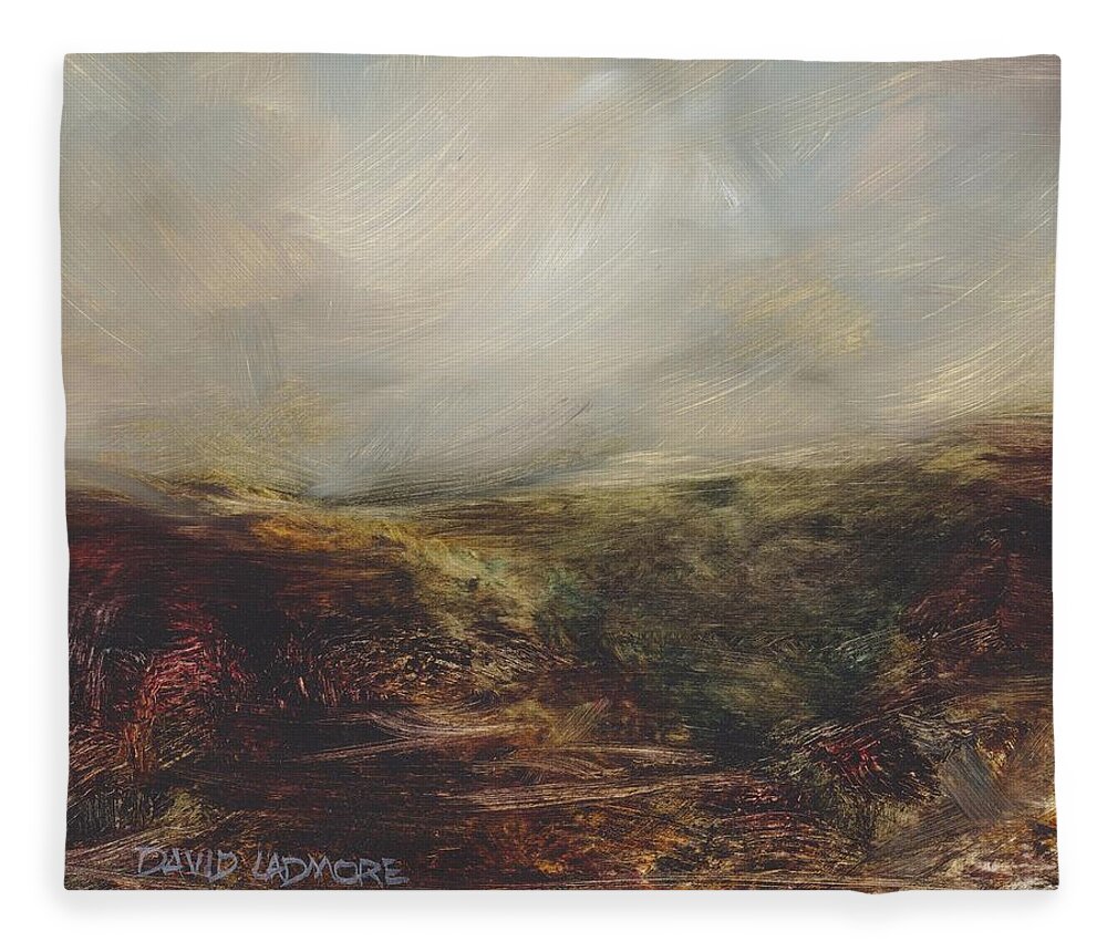 Moorland Fleece Blanket featuring the painting Moorland 76 by David Ladmore