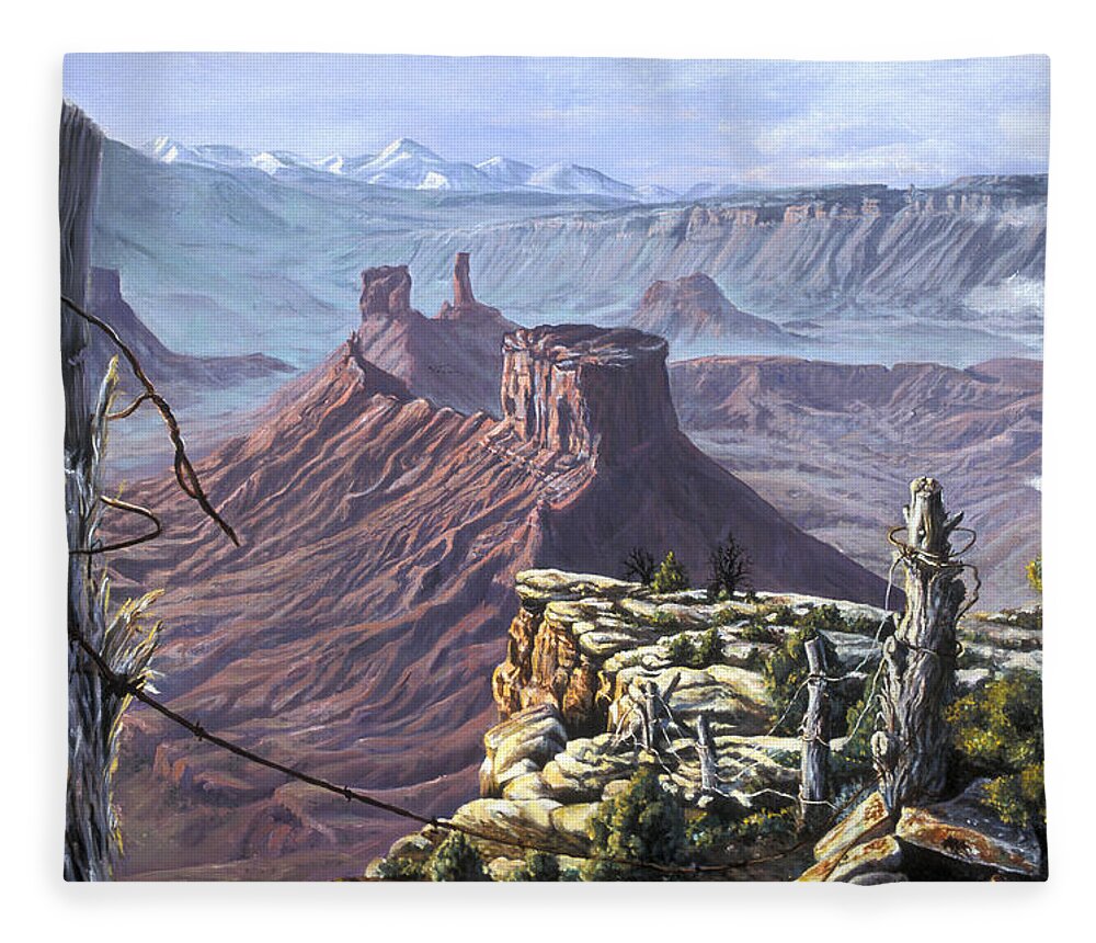 Landscape Fleece Blanket featuring the painting Morning Boundaries by Page Holland