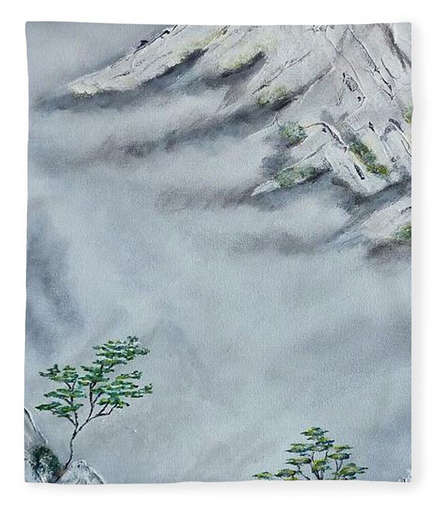 Morning Mist Fleece Blanket featuring the painting Morning Mist 2 by Amelie Simmons