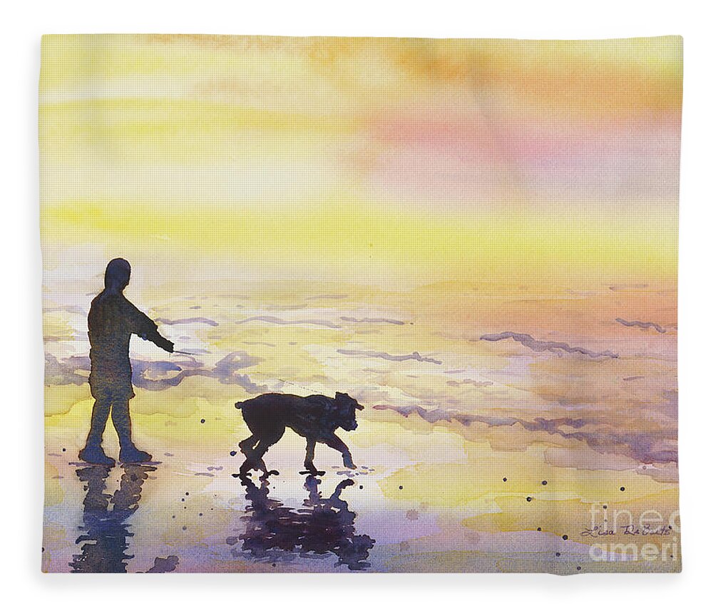 Reflections Fleece Blanket featuring the painting Morning reflections by Lisa Debaets